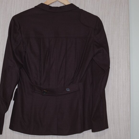 Asprey Brown Wool Blend Pleated Back Women Blazer Jacket Size:4 - Picture 4 of 9